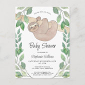 Cute Sloth Baby shower Uitnodiging Briefkaart (Voorkant)