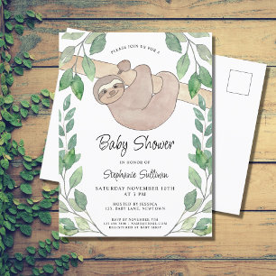 Cute Sloth Baby shower Uitnodiging Briefkaart