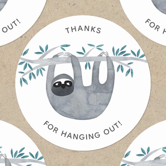 Cute Sloth-Bedankt Ronde Sticker