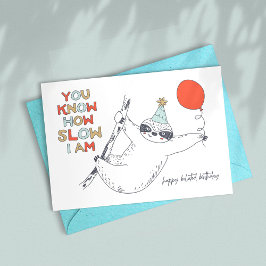 Cute Sloth Belated Birthday Kaart