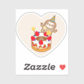 Cute Sloth Birthday Cake Vinyl Sticker (Vel)