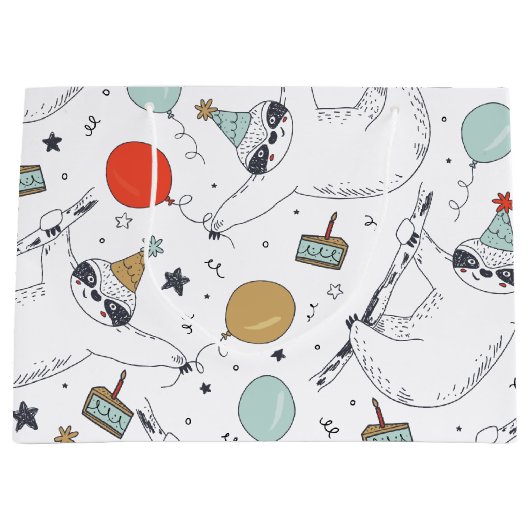 Cute Sloth Birthday Gift Bag Groot Cadeauzakje (Voorkant)