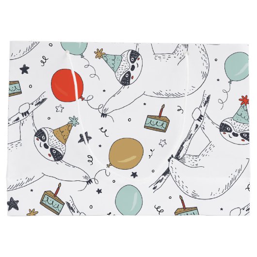 Cute Sloth Birthday Gift Bag Groot Cadeauzakje (Achterkant)