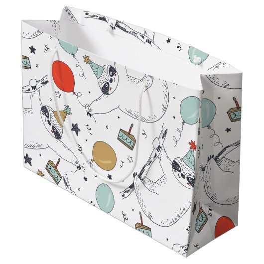 Cute Sloth Birthday Gift Bag Groot Cadeauzakje (Achterkant Gekanteld)