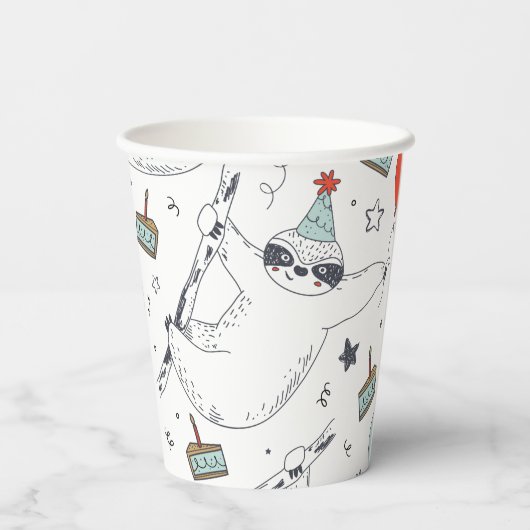 Cute Sloth Birthday Papieren Bekers (Achterkant)