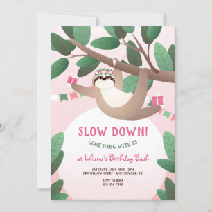 Cute Sloth Birthday Party Kaart