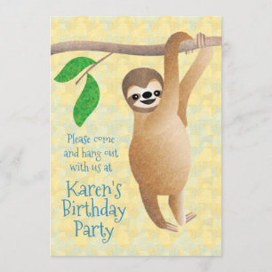 Cute Sloth Birthday Party - Ophangen Kaart