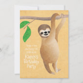 Cute Sloth Birthday Party - Ophangen Kaart (Voorkant)