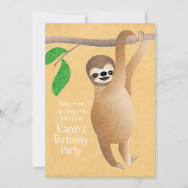 Cute Sloth Birthday Party - Ophangen Kaart