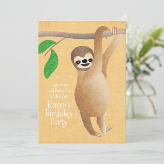 Cute Sloth Birthday Party - Ophangen Kaart (Staand voorkant)