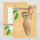 Cute Sloth Birthday Party - Ophangen Kaart (Voorkant / Achterkant)