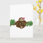 Cute sloth-blanco kaart (Gele Bloem)