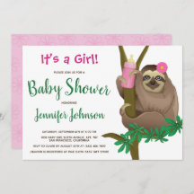 Cute Sloth Blush Pink Floral Baby shower