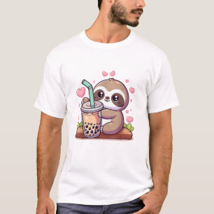 Cute Sloth Boba Bubble Melk Thee Kawaii Vrouwen Me T-shirt
