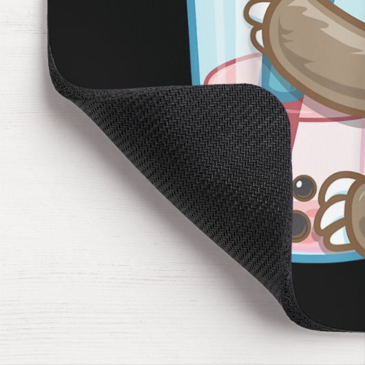 Cute Sloth Boba Bubble Milk Tea Kawaii Girl Food Muismat (Hoek)