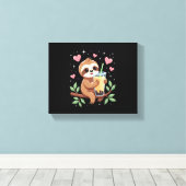 Cute Sloth Boba Bubble Milk Tea Kawaii Women Girls Canvas Afdruk (Insitu (Houten vloer))