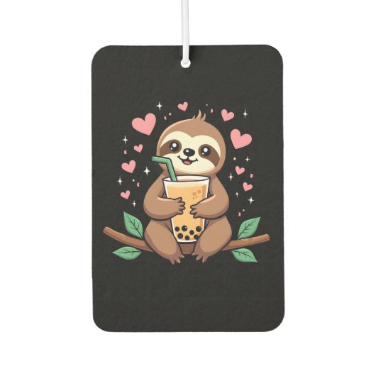 Cute Sloth Boba Bubble Milk Tea Kawaii Women Girls Luchtverfrisser (Voorkant)