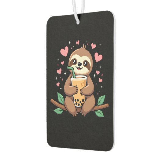 Cute Sloth Boba Bubble Milk Tea Kawaii Women Girls Luchtverfrisser (Links)