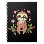 Cute Sloth Boba Bubble Milk Tea Kawaii Women Girls Notitieboek (Voorkant)
