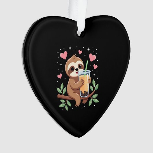 Cute Sloth Boba Bubble Milk Tea Kawaii Women Girls Ornament (voorkant)