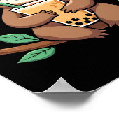 Cute Sloth Boba Bubble Milk Tea Kawaii Women Girls Poster (Hoek)