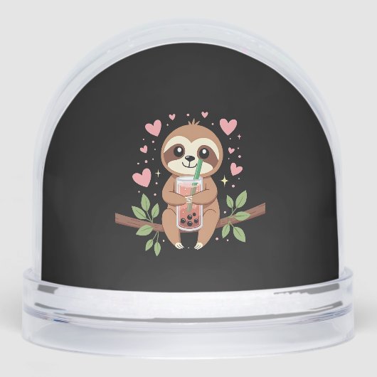 Cute Sloth Boba Bubble Milk Tea Kawaii Women Girls Sneeuwbol (Voorkant)