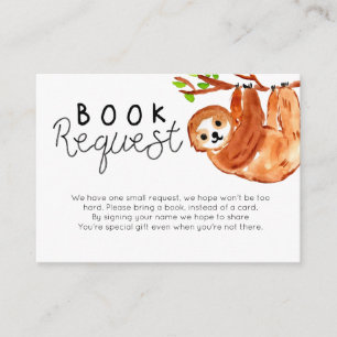 Cute sloth book request babydouche informatiekaartje