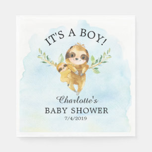 Cute Sloth Boy Baby shower Paper Napkins Servet
