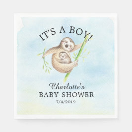 Cute Sloth Boy Baby shower Paper Napkins Servet