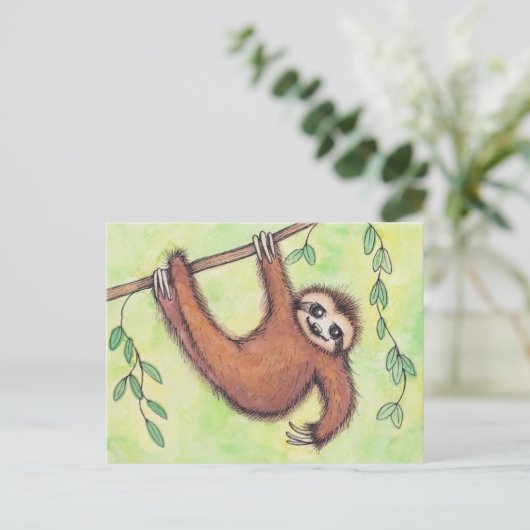 Cute Sloth Briefkaart (Staand voorkant)