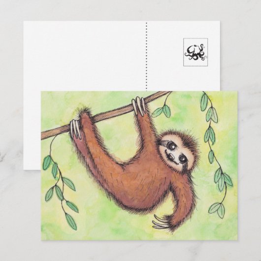 Cute Sloth Briefkaart (Voorkant / Achterkant)