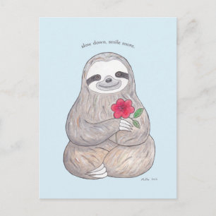 Cute Sloth Briefkaart Slow Life Advocate Slotkaart