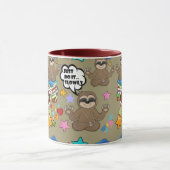 Cute Sloth Brown Pattern Funny doet het citaat Mok (Midden)