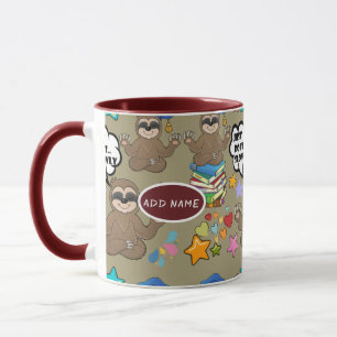 Cute Sloth Brown Pattern Funny doet het citaat Mok