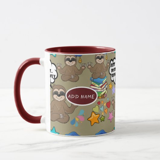 Cute Sloth Brown Pattern Funny doet het citaat Mok (Links)