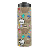 Cute Sloth Brown Pattern Funny doet het citaat Thermosbeker (Voorkant)