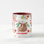 Cute Sloth Brown Pattern I love you mam Hearts Mok (Midden)