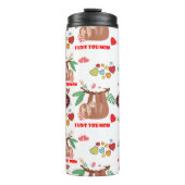 Cute Sloth Brown Pattern I love you mam Hearts Thermosbeker (Voorkant)