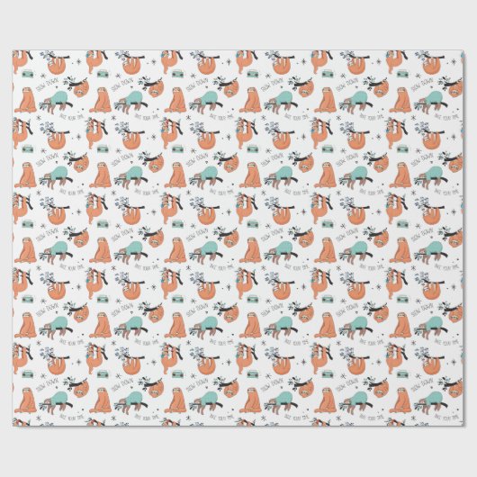 Cute Sloth Cadeaupapier (Vlak)