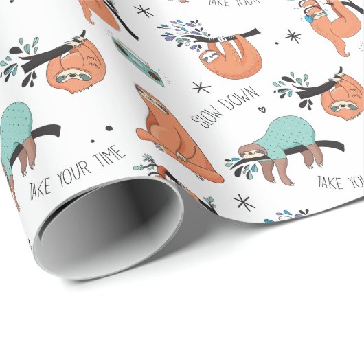 Cute Sloth Cadeaupapier (Rol Hoek)