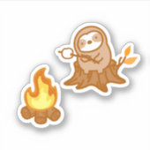 Cute Sloth Campfire S'mores Vinyl Sticker (Voorkant)