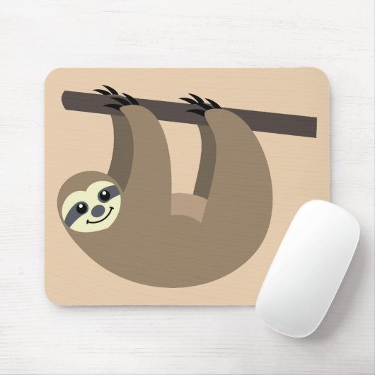 Cute Sloth Cartoon Muismat (Met muis)