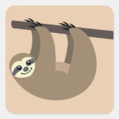 Cute Sloth Cartoon Vierkante Sticker (Voorkant)