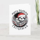 Cute Sloth Christmas Card – Merry Slothing Xmas Feestdagen Kaart (Voorkant)