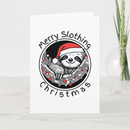 Cute Sloth Christmas Card – Merry Slothing Xmas Feestdagen Kaart (Voorkant)