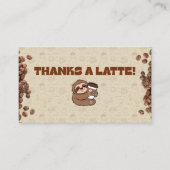 Cute Sloth Coffee Bedankkaart Visitekaartje (Voorkant)