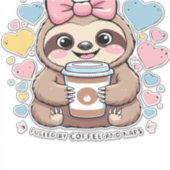 Cute Sloth Coffee Liefhebber Shirt � Grappig Aange Sticker (Voorkant)