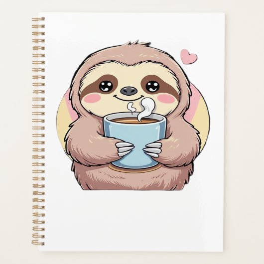 Cute Sloth Coffee Lover Shirt � Grappig koffie ges Planner (Voorkant)