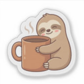 Cute Sloth Coffee Sticker (Voorkant)