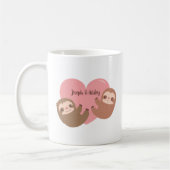 Cute Sloth Couple Hugging Heart, op maat gemaakt Koffiemok (Links)